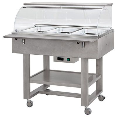 Forcar - Carrello termico a bagnomaria in legno 3 x GN 1/1 Grigio Cenere