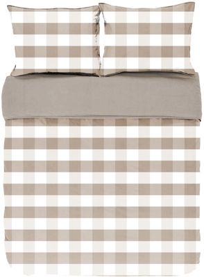 Copripiumino a Quadri con Federe 240x220 Taupe - Tirolix