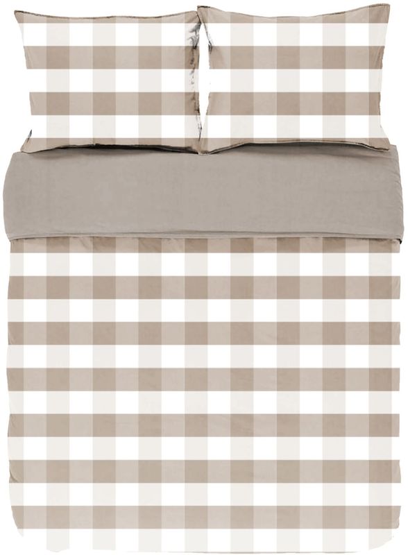Copripiumino a Quadri con Federe 240x220 Taupe - Tirolix