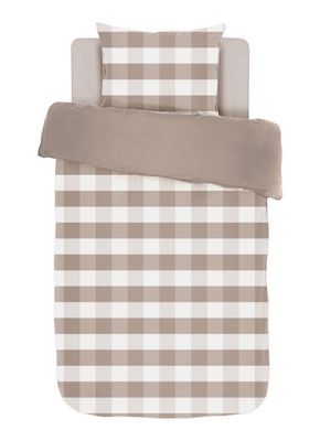 Copripiumino a Quadri con Federa 140x200 cm Taupe - Tirolix