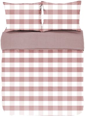 Copripiumino a Quadri con Federe 240x220 Rosa - Tirolix