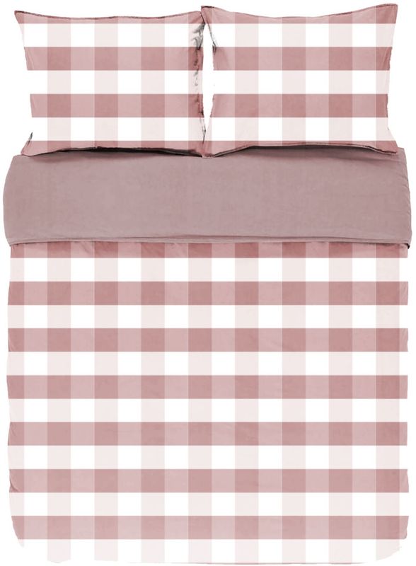 Copripiumino a Quadri con Federe 240x220 Rosa - Tirolix