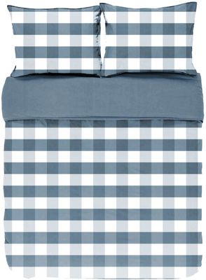 Copripiumino a Quadri con Federe 240x220 Blu - Tirolix