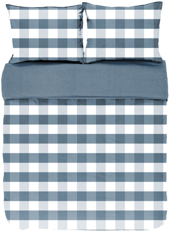 Copripiumino a Quadri con Federe 240x220 Blu - Tirolix