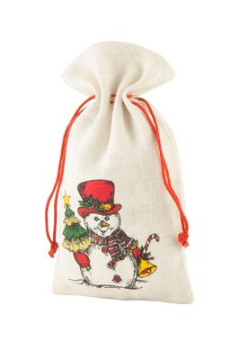Sacchetto Juta Natalizio 20hx16 cm Bianco/Rosso