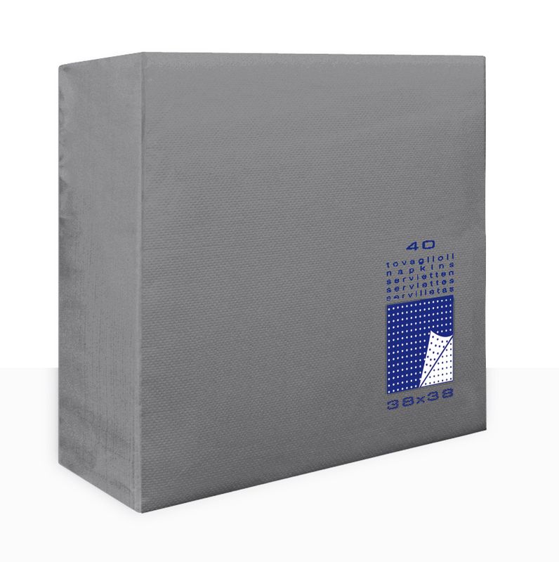 Tovagliolo Grigio satin 2 veli 38x38 cm Punta/Punta - Tirolix