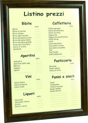 Cornice Listino Bar 47x35 cm Noce PNC -  Nero Lavagne