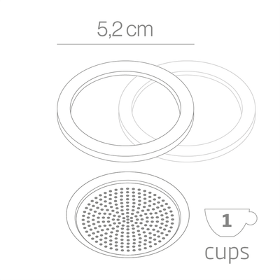 Blister 2 Guarnizioni E Filtro Caffettiere 1 Tazza Miss Moka Prestige Forever