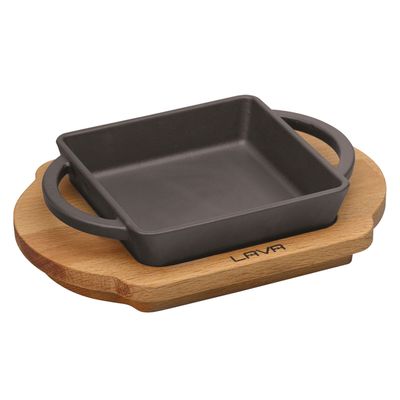 Paderno - Tegame con tagliere a servire legno 12 x 15 cm Ghisa Smaltata