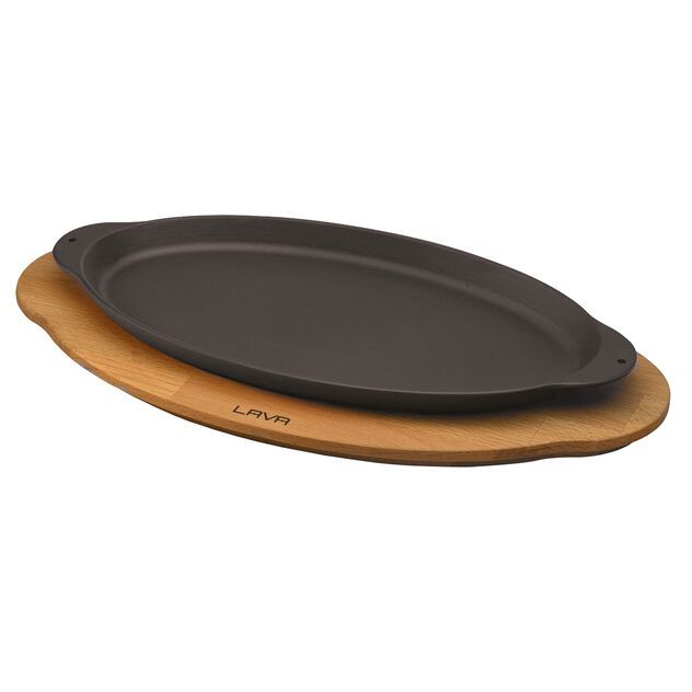 Paderno - Piatto pesce con tagliere legno 15,5 x 29,5 cm Ghisa Smaltata