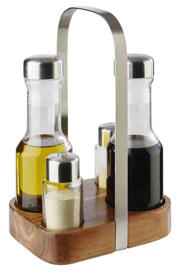 APS - Menage pepe, sale, aceto e olio &quot;Wood&quot; 12 x 15,5 cm