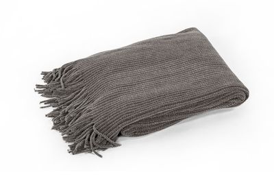 Plaid Morbido con Frange 130 x 170 cm Grigio - Tirolix