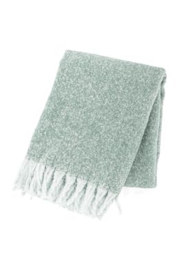 Plaid in Microflanella con Frange 130x170 cm Verde Salvia - Tirolix