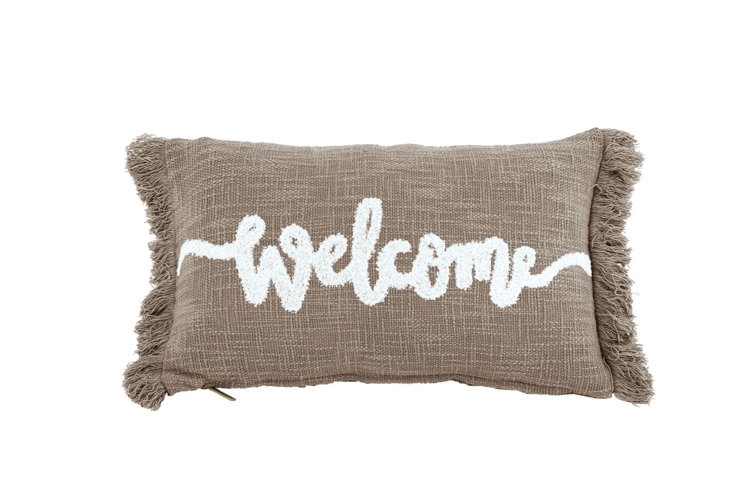 Cuscino con scritta in Cotone Slub 30x50 cm Taupe - Tirolix
