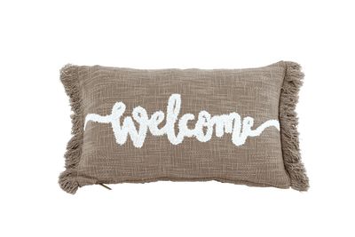 Cuscino con scritta in Cotone Slub 30x50 cm Taupe - Tirolix