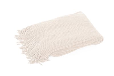 Plaid Morbido con Frange 130 x 170 cm Crema - Tirolix