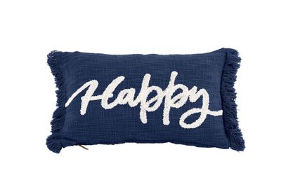 Cuscino con scritta in Cotone Slub 30x50 cm Blu - Tirolix