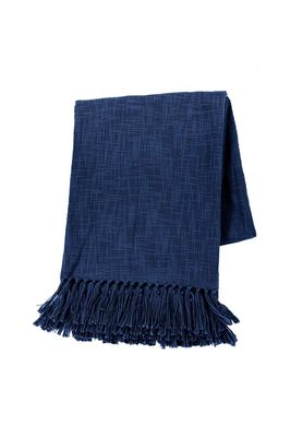 Plaid in Cotone Slub 130x160 cm Blu - Tirolix