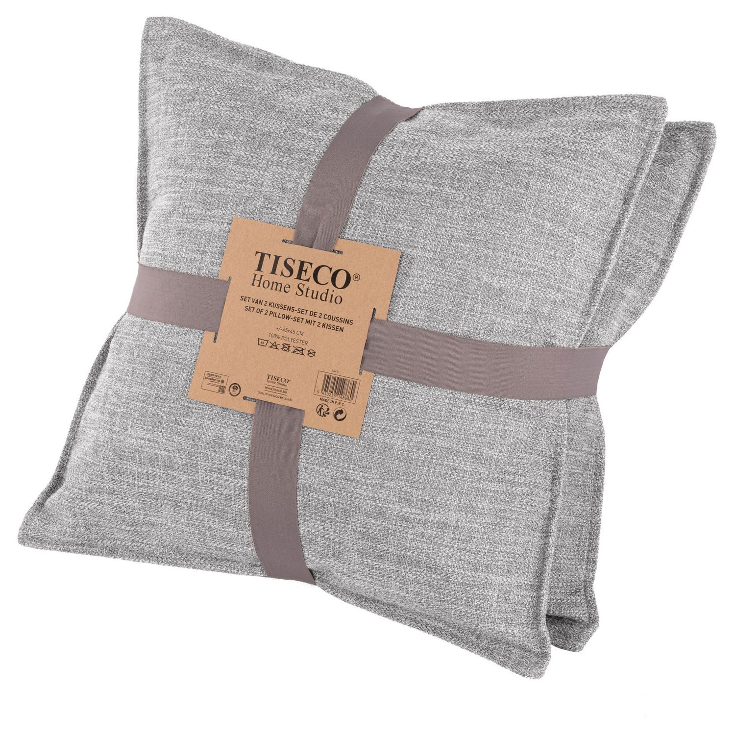 Set 2 Cuscini Slub 45x45 cm Grigio Chiaro - Tirolix