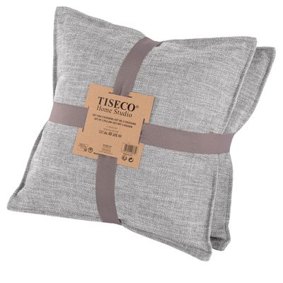 Set 2 Cuscini Slub 45x45 cm Grigio Chiaro - Tirolix