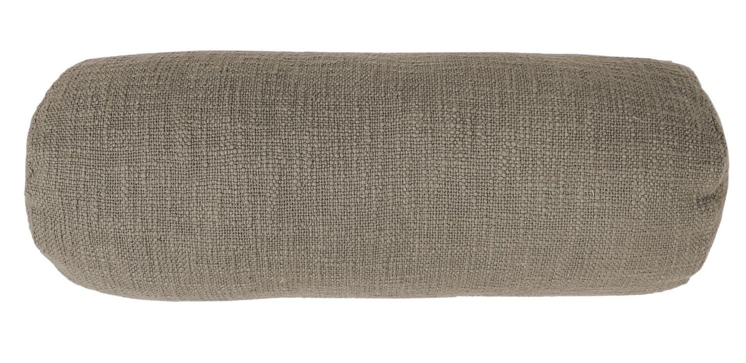 Cuscino in Cotone Slub Cilindrico 15x45 cm Taupe - Tirolix