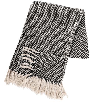 Plaid Geometrico 130x170 cm Nero/Beige - Tirolix
