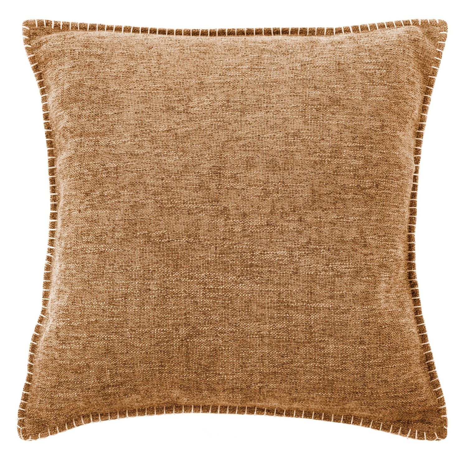 Cuscino Bordi Ricamati 45x45 cm Marrone Chiaro - Tirolix