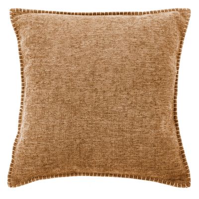Cuscino Bordi Ricamati 45x45 cm Marrone Chiaro - Tirolix