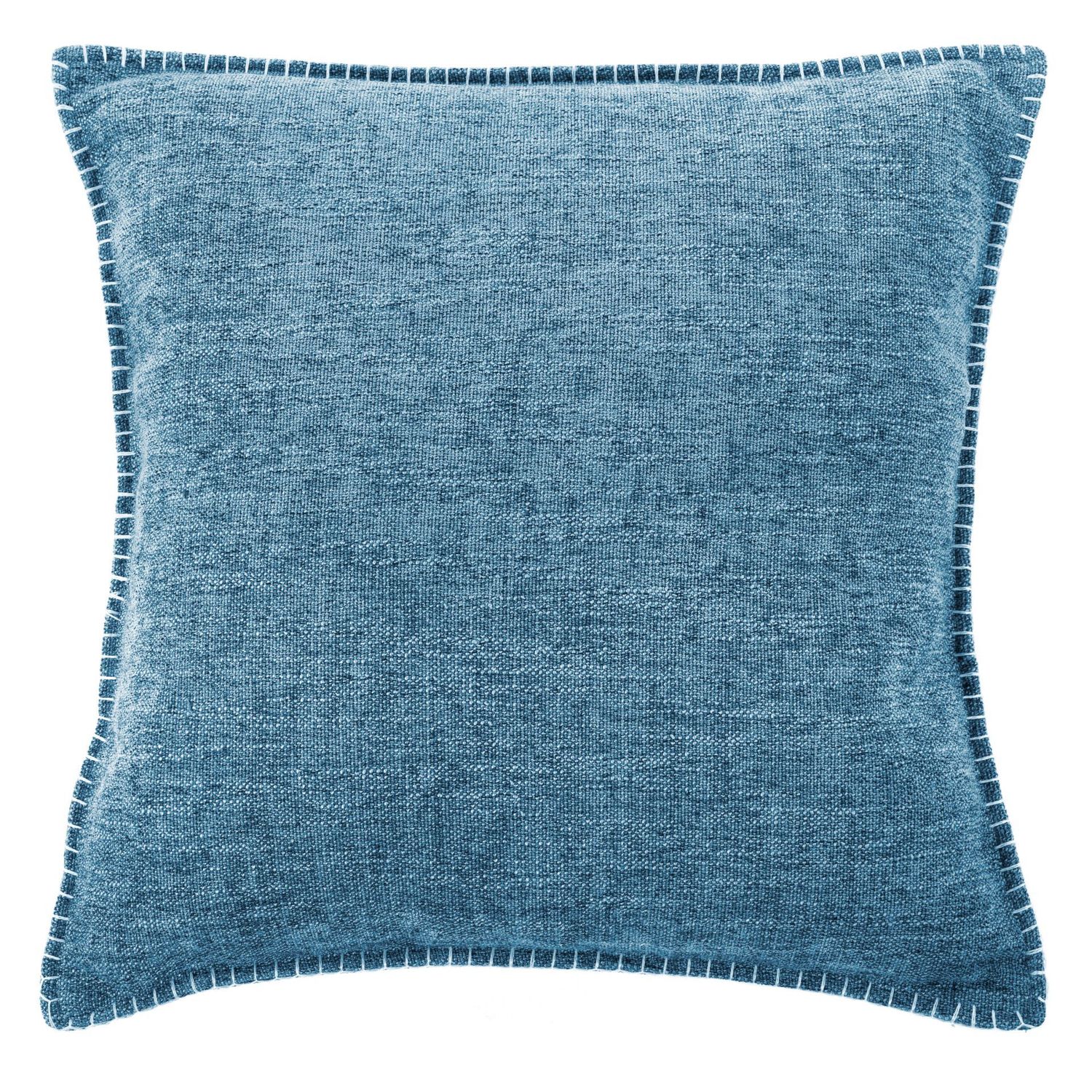 Cuscino Bordi Ricamati 45x45 cm Blu - Tirolix
