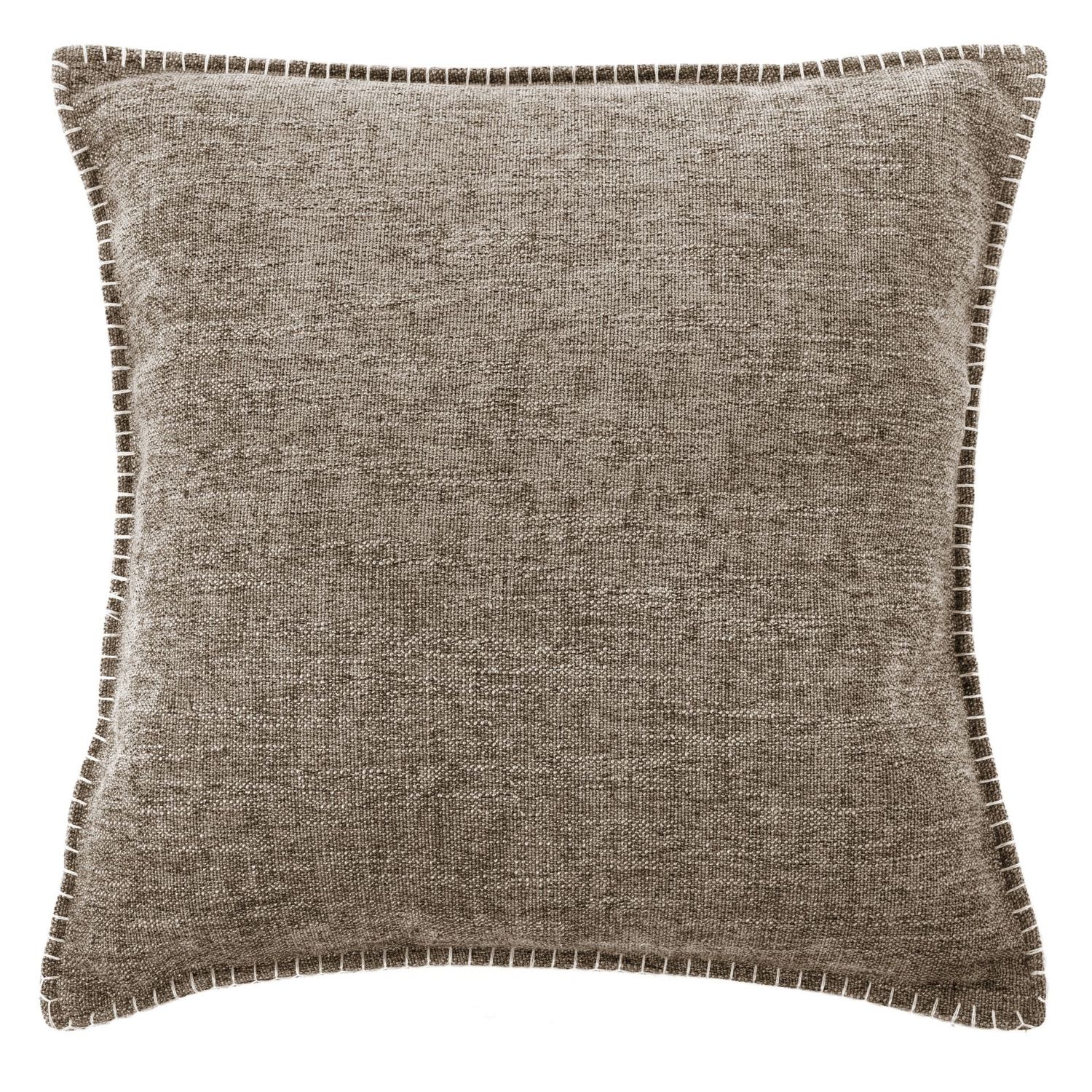 Cuscino Bordi Ricamati 45x45 cm Marrone - Tirolix
