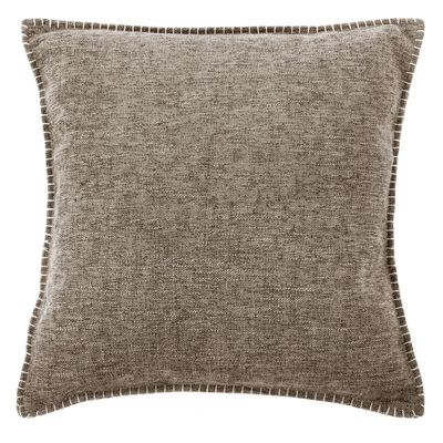 Cuscino Bordi Ricamati 45x45 cm Marrone - Tirolix