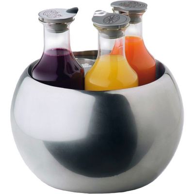Frilich - Sfera Acciaio Inox Lucidato, 3 Caraffe di Vetro Carafine