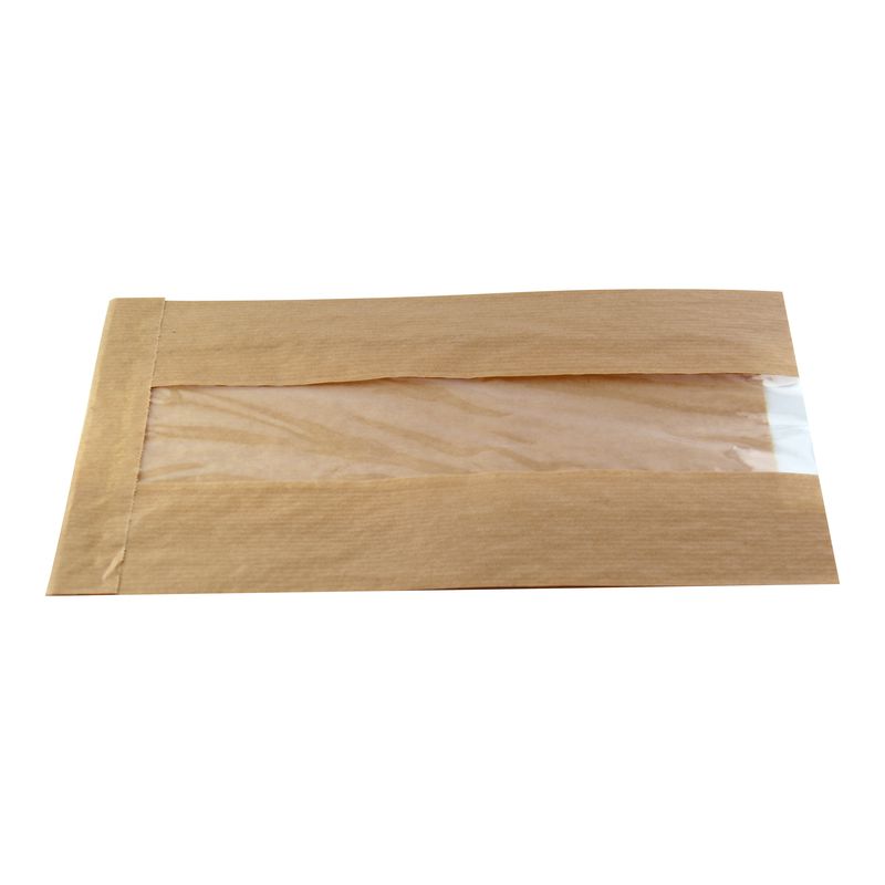 Firstpack - Sacchetto con finestra marrone 22 x 5 cm