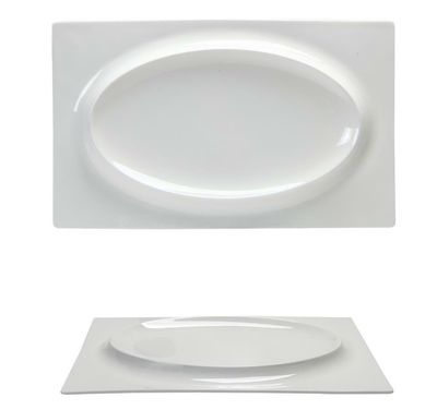 Tirolix - Piatto Rettangolare Con Rilievo 35 x 19 cm Gourmet Bone China