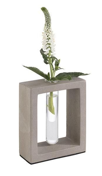 APS - Vaso con inserto in vetro &quot;Element&quot; 4,5 x 10 cm Grigio