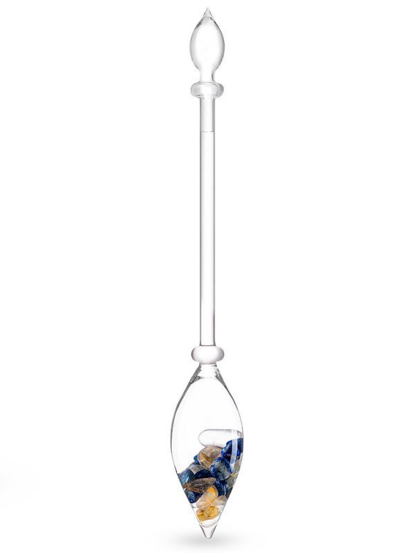 VitaJuwel - PENDENTE DI VETRO con Lapislazuli - Rutilquarz 350 mm