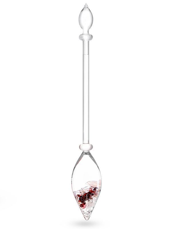 VitaJuwel - PENDENTE DI VETRO con Quarzo Rosa - Granato - Cristallo di Rocca 350 mm