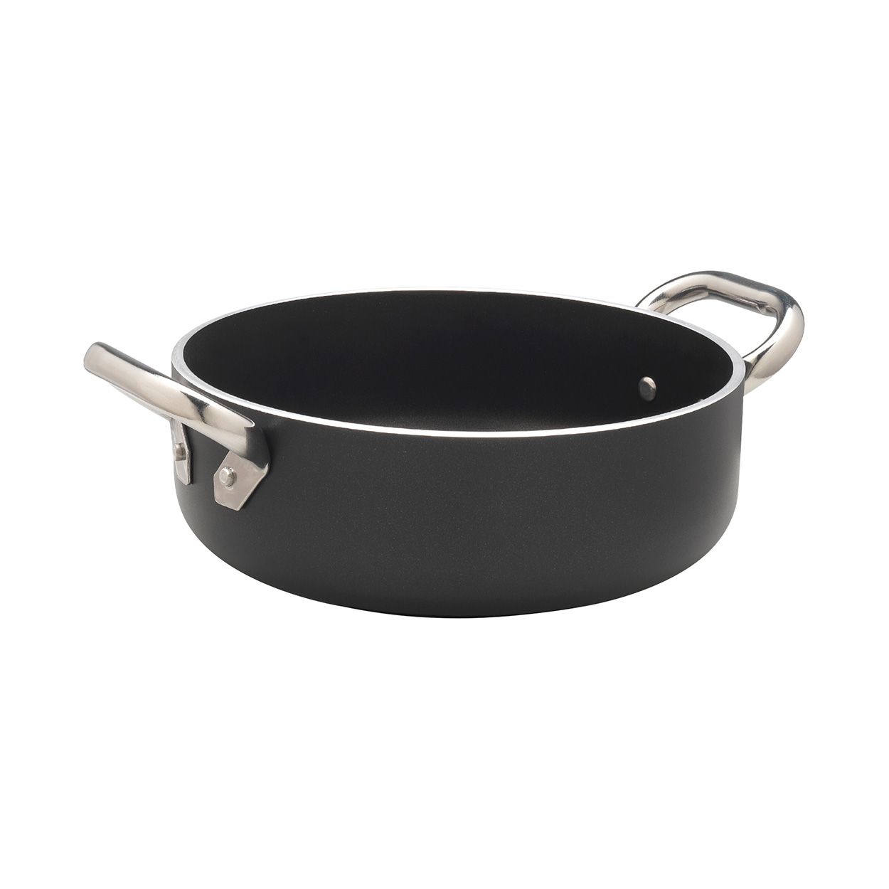Agnelli - Casseruola Bassa 2 Manici 24 cm Al Black - 5 mm - Radiante