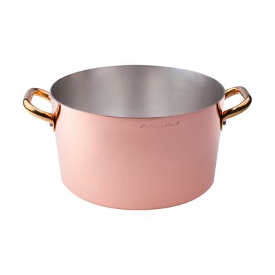 Agnelli - Casseruola Alta 2 Manici 32 cm Rame Liscio Stagnato - 2 mm