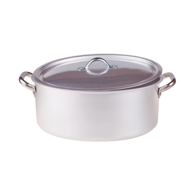 Agnelli - Casseruola Ovale Con Coperchio 40 x 28 cm Alluminio 126 - 3 mm