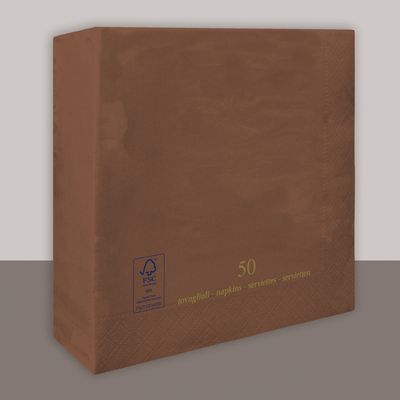 Tovagliolo Marrone 2 veli 25x25 cm - Tirolix