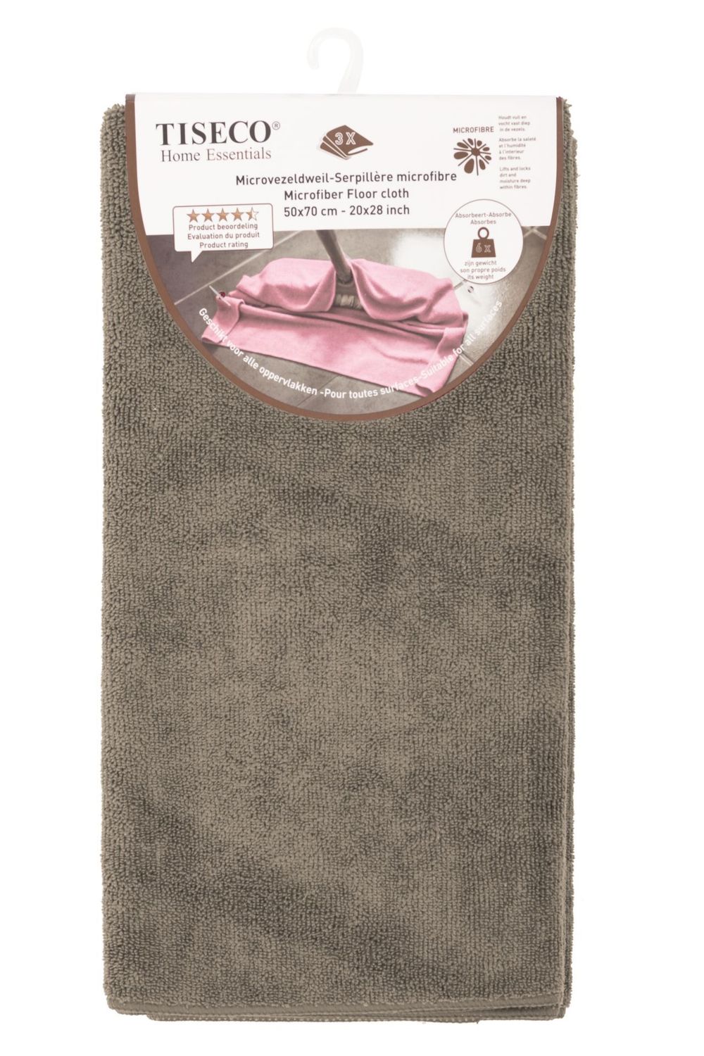 Panno in microfibra 3 pezzi 50 x 70 cm Taupe - Tirolix