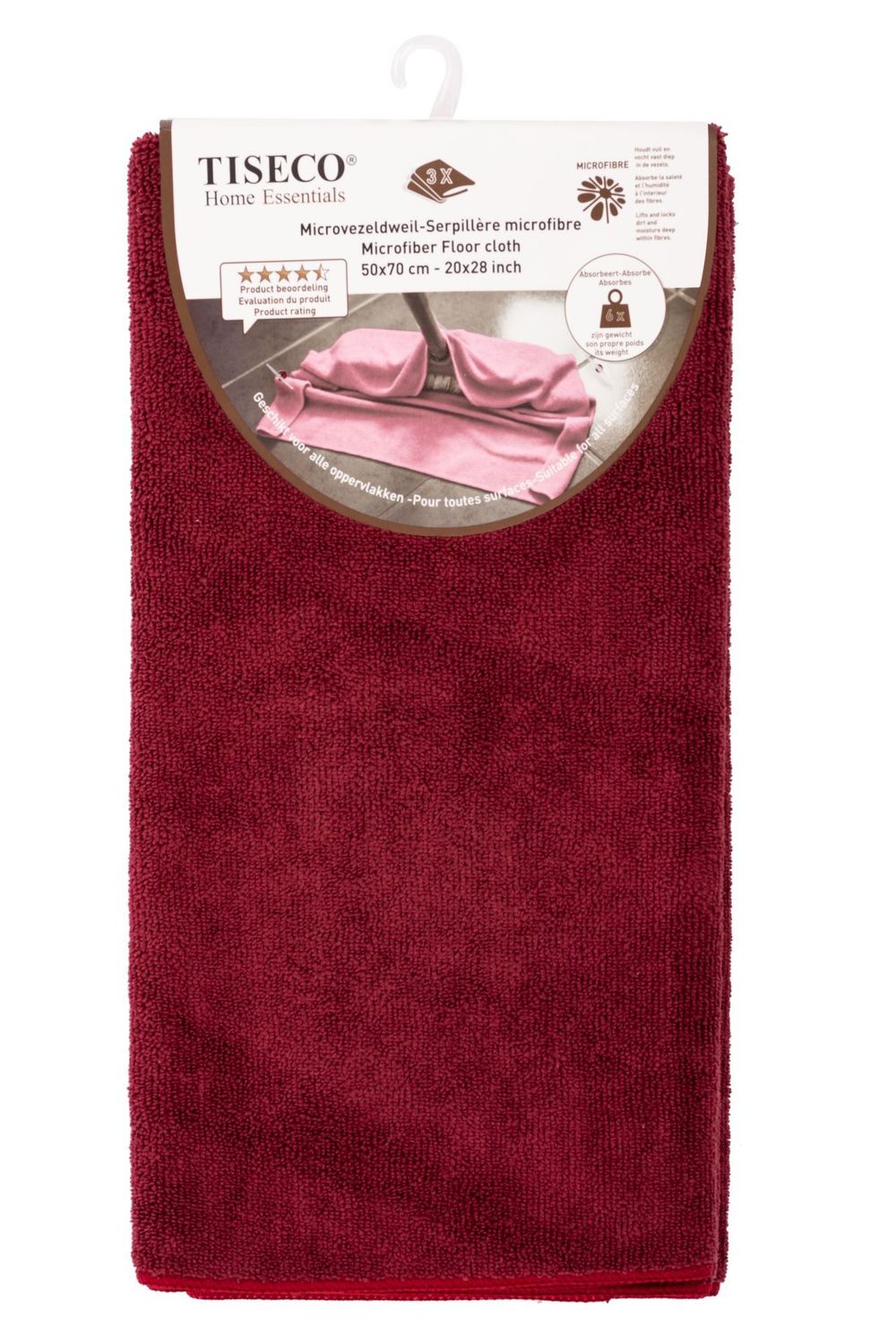 Panno in microfibra 3 pezzi 50 x 70 cm Rosso - Tirolix