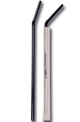 Byo - Cannuccia nera curva in polipropilene imbustata 24 cm