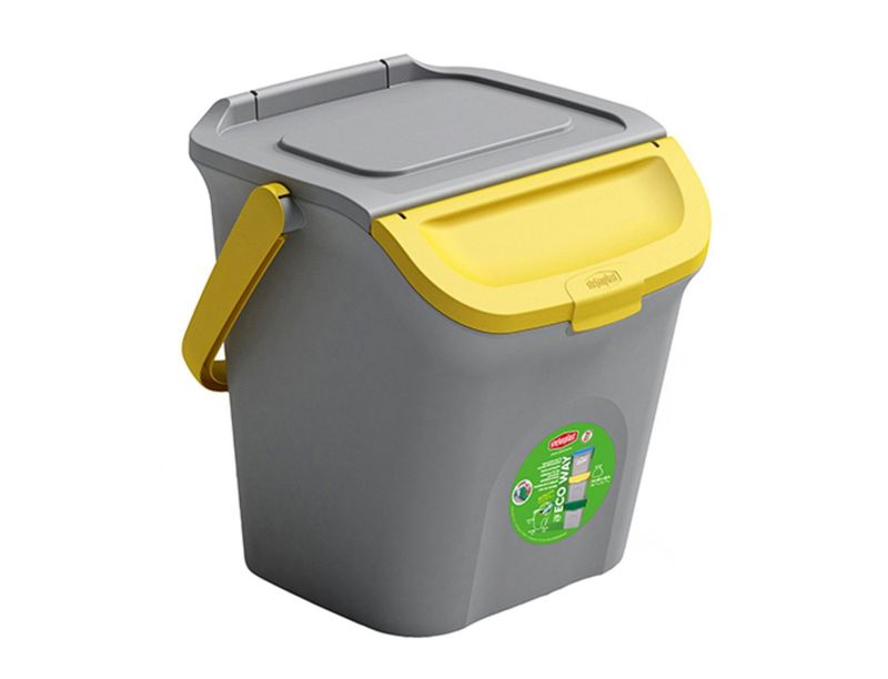 Pattumiera 28 l Grigio/Giallo Eco Way - Stefanplast