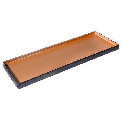 Tirolix - Piatto Rettangolare 50 x 18 cm Melamina Bicolor Marrone/Nero
