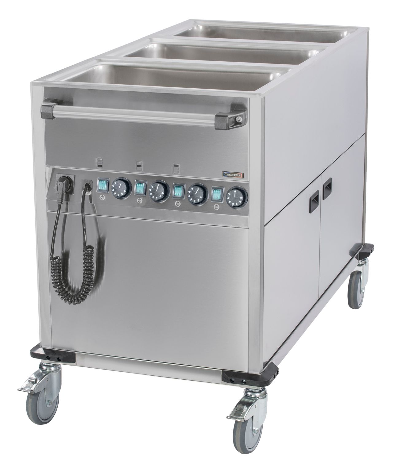 Casselin - Carrello bagnomaria trasversale con base riscaldata 3 x GN 1/1