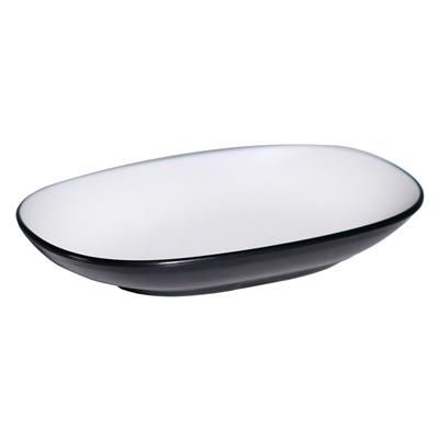 Tirolix - Piatto Ovale 20 x 13 cm Melamina Bicolor Bianco/Nero
