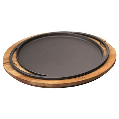 Paderno - Piatto pizza con tagliere legno 28 cm Ghisa Smaltata
