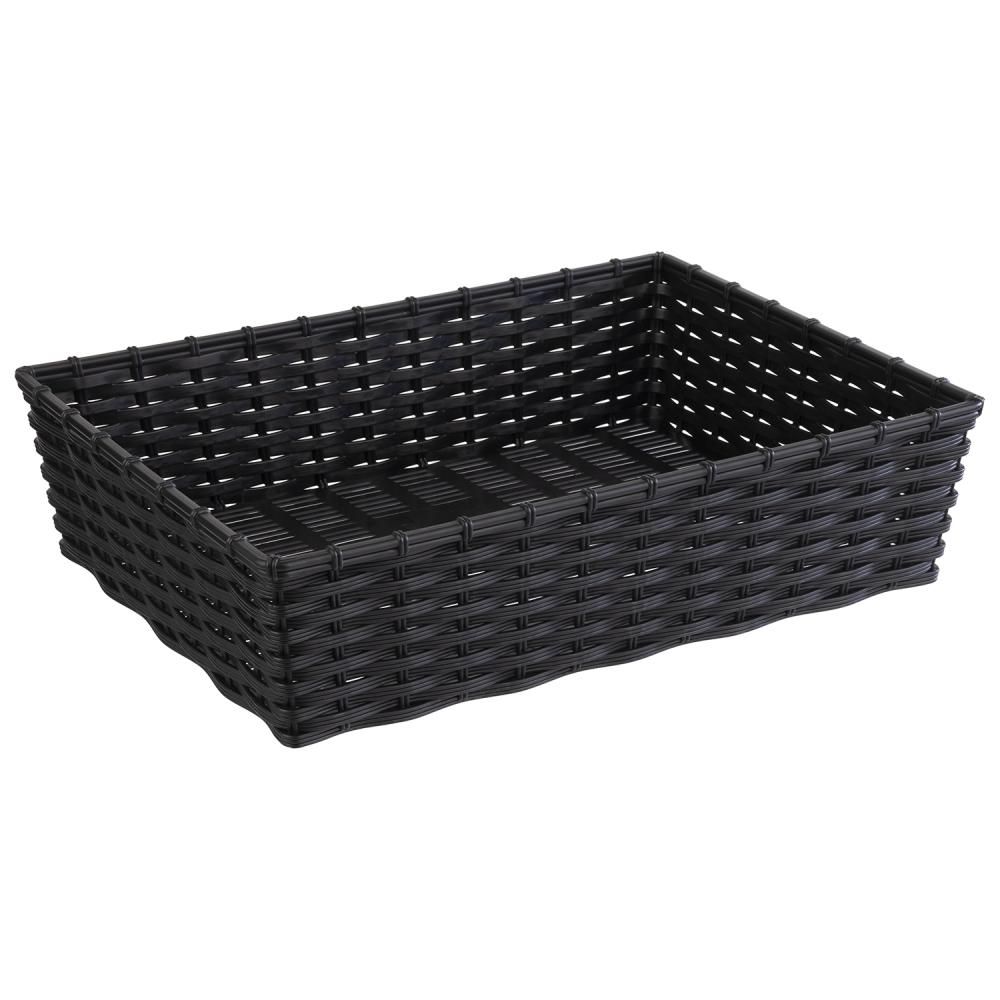APS - Cesto rettangolare &quot;Wicker Look&quot; 29,5 x 39,5 cm Nero